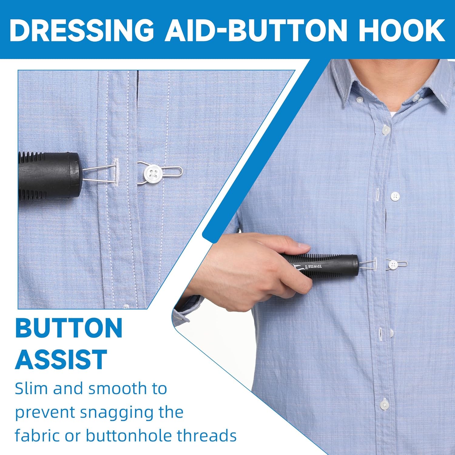 Fanwer 2 Pack Button Hook and Zipper Pull Helper,6-Piece Hip Kit for Seniors Total Hip Replacement