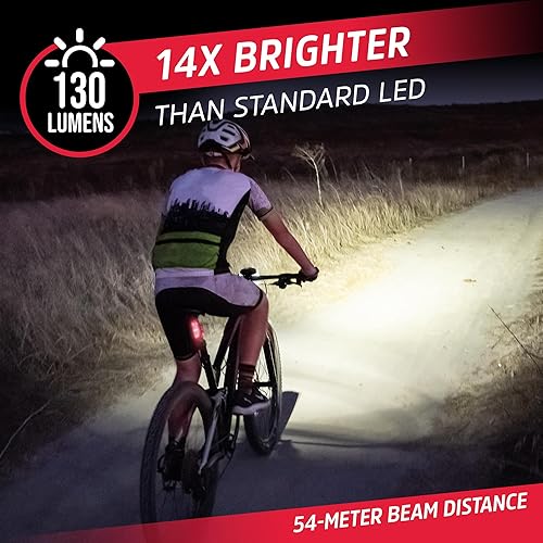 Miniatura 2 de Energizer Luz de bicicleta, 130 lúmenes, resistente a la intemperie, luz de clip para bicicletas, baterías incluidas