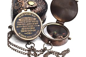 Sentimental Brass Compass Engraved Quote Gift for Grandson