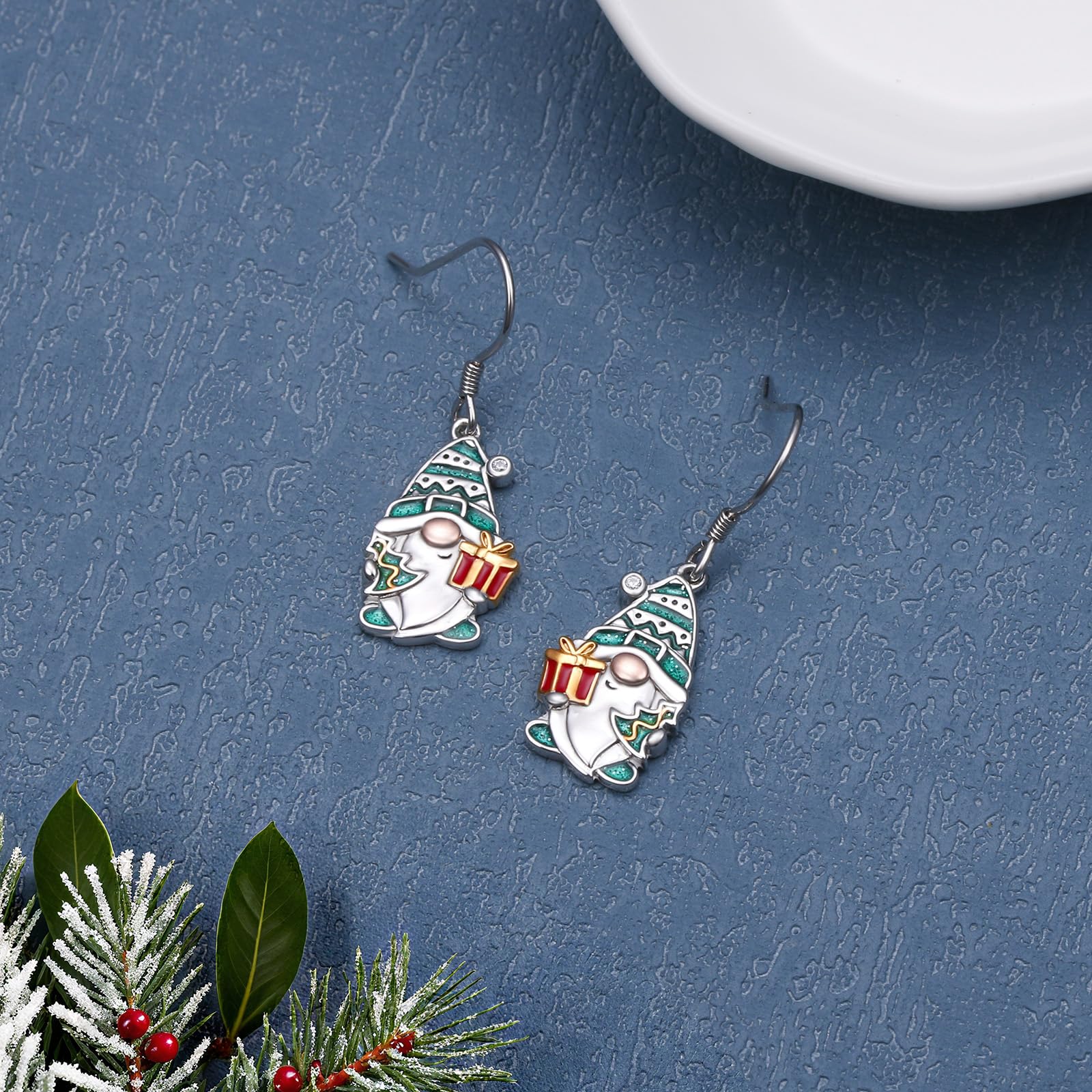 Schneeflocke Schneemann Weihnachten Schmuck für Damen 925 Sterling Silber Weihnachts Ohrringe und Kette mit Anhänger Weihnachten Geschenke für Frauen