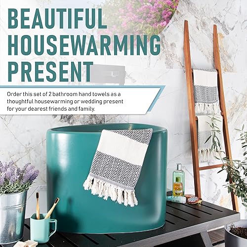 Miniatura 5 de Toallas de mano turcas para baño  2 toallas de baño decorativas  Toallas de cocina de granja 100% algodón  Toallas de mano bohemias de 16 x 35