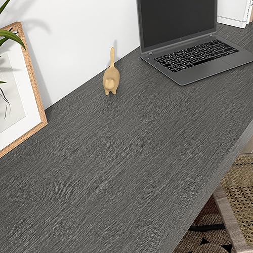 Miniatura 3 de WESTICK Papel adhesivo de madera gris para encimeras, papel tapiz de madera impermeable, pelar y pegar, papel de contacto de grano de madera oscura