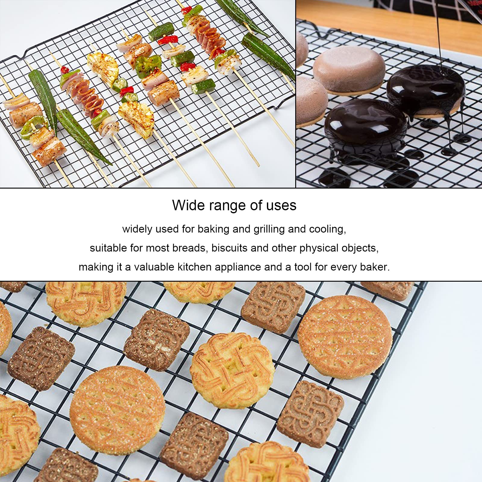 Antioxidantes Rejillas De Refrigeración Rejilla para Galletas De Pan Rectangular Rejilla Refrigeración Antiadherente Rejillas para Enfriar para Hornear Enfriar Pasteles Postres(2 Piezas)