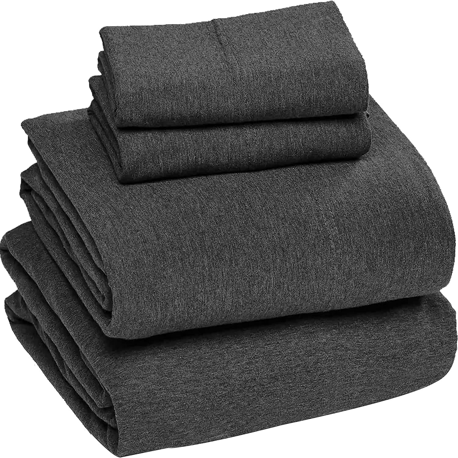 Sleepdown Jersey Kint King Size Sheets Set | T-Shirt Cotton Blend Soft Breathable Jersey King Sheets | Stretchy Comfy All Season Jersey Sheets King Size | Deep Pocket King Sheet Set (Charcoal)