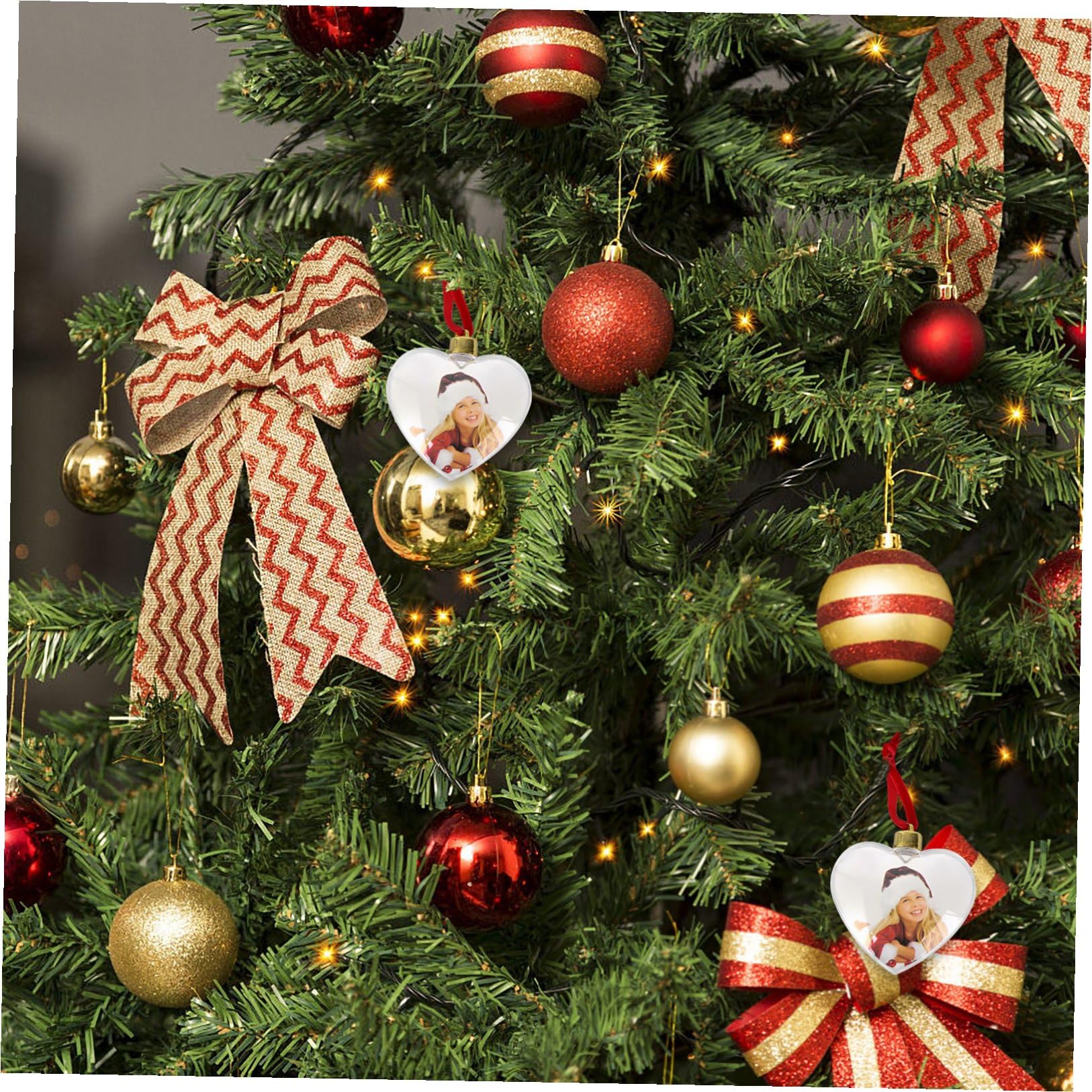 CALLARON Colgantes de Fotos DIY Transparentes para Manualidades, Decoración de Fiesta en Plástico, 6 Unidades Forma de Corazón de 8,5 Cm, Adornos Colgantes para Ambiente Festivo