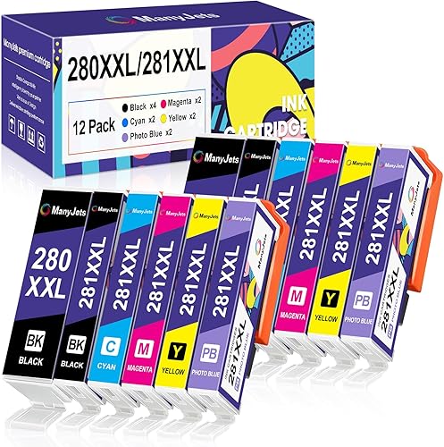 PGI-280XXL CLI-281XXL - Cartucho de tinta compatible con Canon 280 281 PGI-280 CLI-281 XXL, funciona con Canon PIXMA TS9520 TS9521C TR7520 TR8520