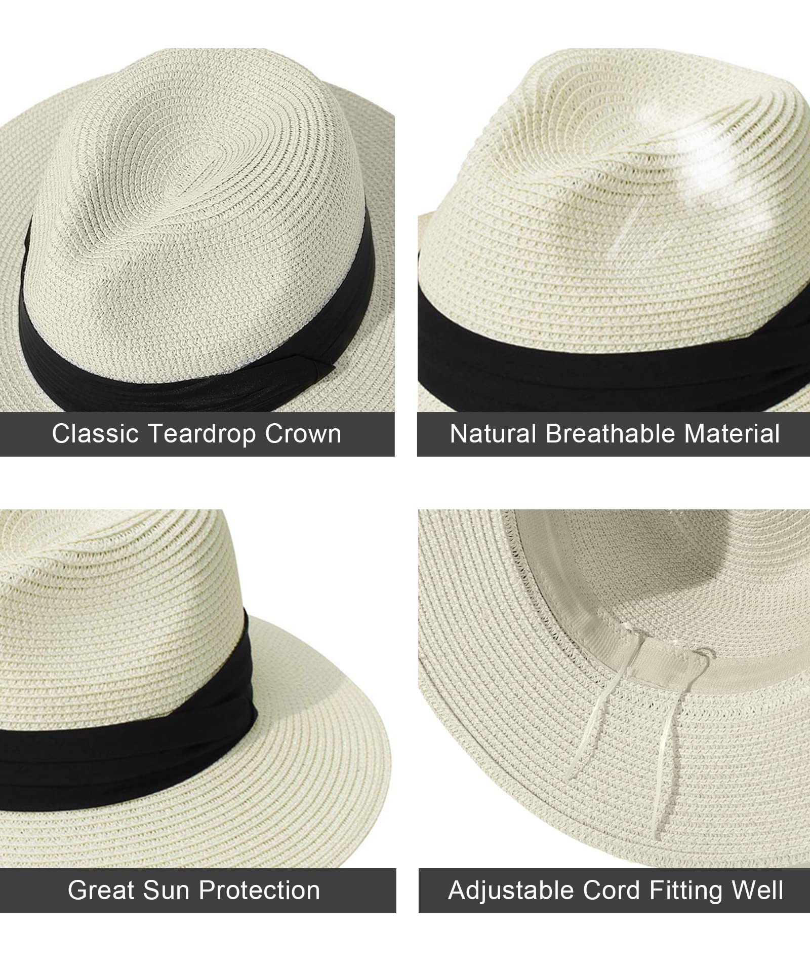 Yutdeng Herren Panamahut Rollbare Damen Sonnenhüte Klassische Hüte Atmungsaktiv Mountain Stroh Bogarthut Sommer Strohhüte Verstellbare Strandmütze UV Sonnenhut für Outdoor