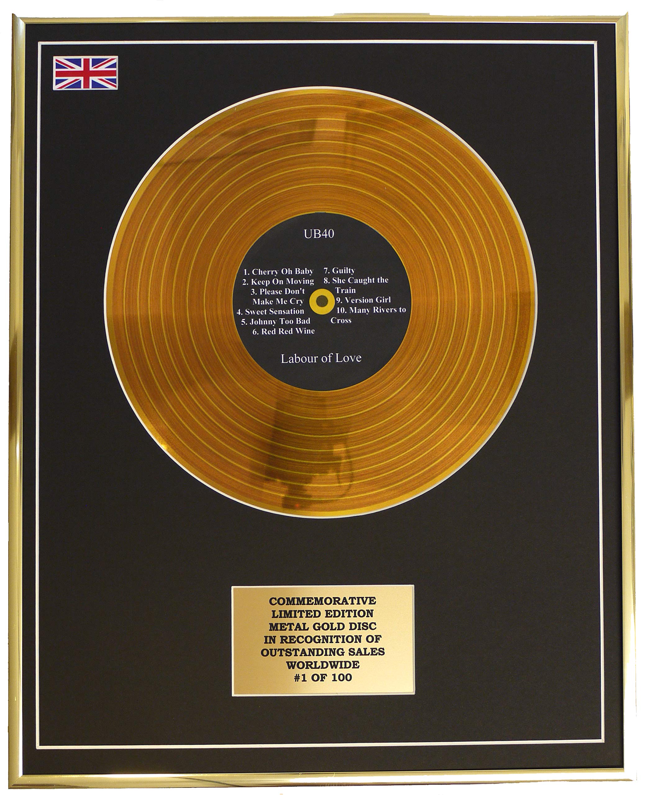 Limited Edition Metal Gold Disc Gold Ub40 - Labour Of Love Metal Record Display Commemorative Ltd Edition