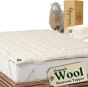 Organic Merino Wool Mattress Topper - Luxury Pillow Top Mattress Pad, Handmade, Non-Toxic, Cooling & Hypoallergenic, Natural Back Pain Relief, Sustainable Bedding (Twin XL)