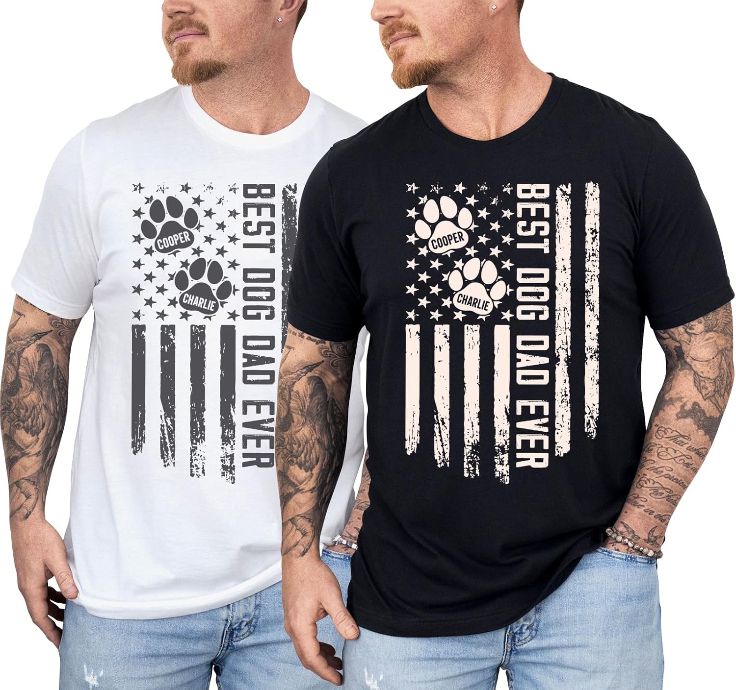 Custom Dog Dad Shirt with Names, Personalized Shirt for Men, Best Dog Dad Shirt, Pet Lover Gift Black - Image 3