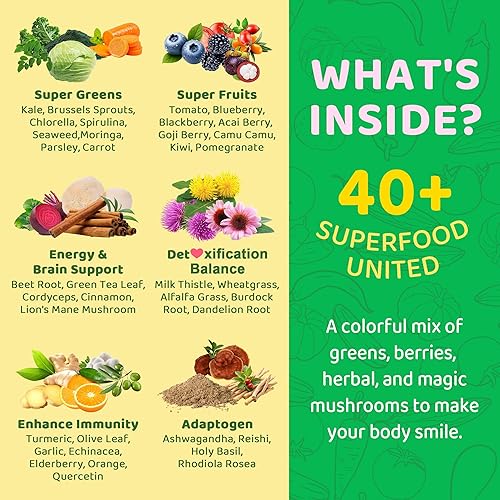 Miniatura 3 de Super Greens Soft Chews, Greens Superfood Suplemento con Espirulina, Clorella, Luteína, Enzimas Digestivas y Fibra, Multivitaminas  Soporte diario