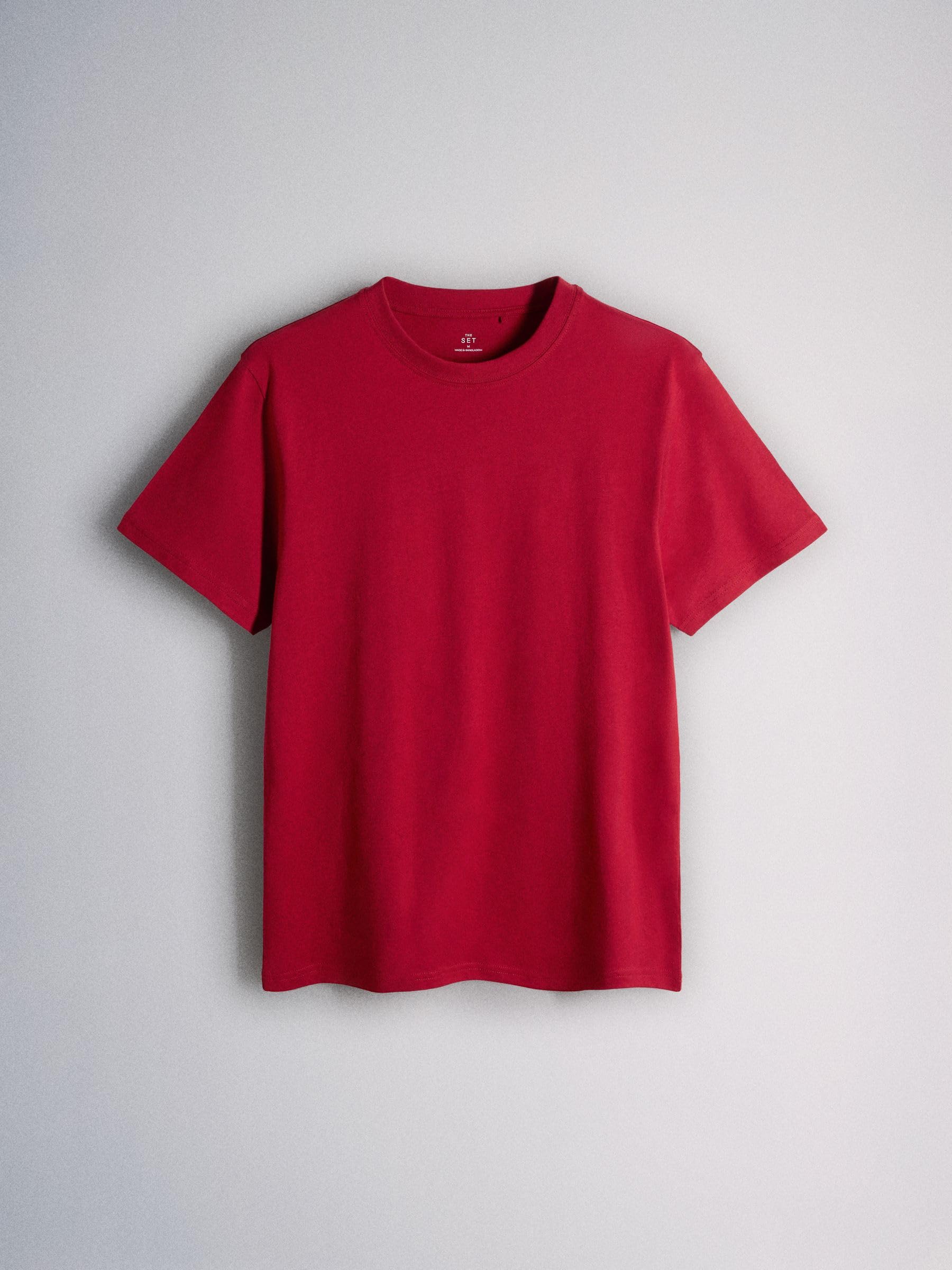 THE SET Hombres Pack de 7 Camisetas de algodón con Cuello Redondo y Corte estándar