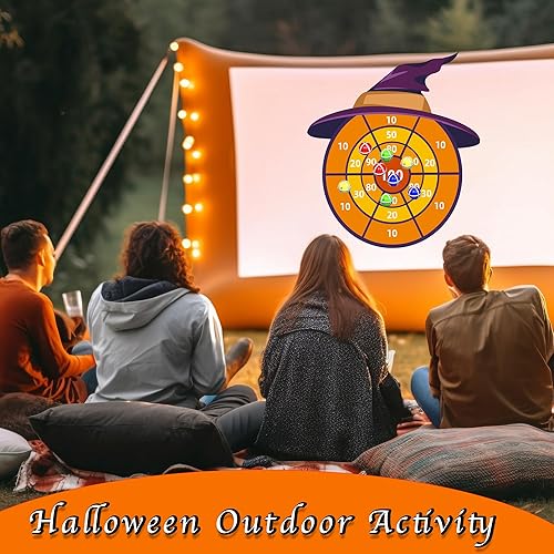 Miniatura 7 de Decoración de Halloween de 30 pulgadas, sombrero de bruja para fiesta, juguetes grandes de Halloween para niños, juego de mesa de dardos,