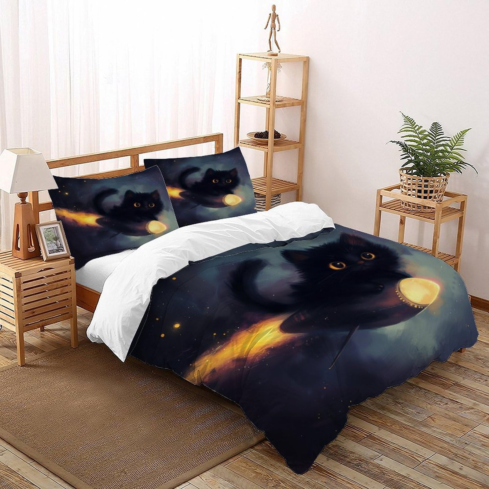 Parure de lit loup blanc en microfibre 135x200cm avec housse de couette