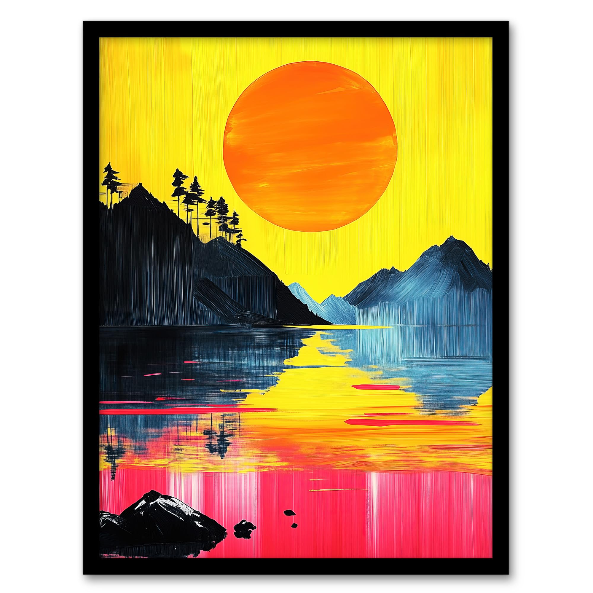 B&Q -  Guilin China Sunset Vibrant Abstract Painting Wall Art PrintA4 Size