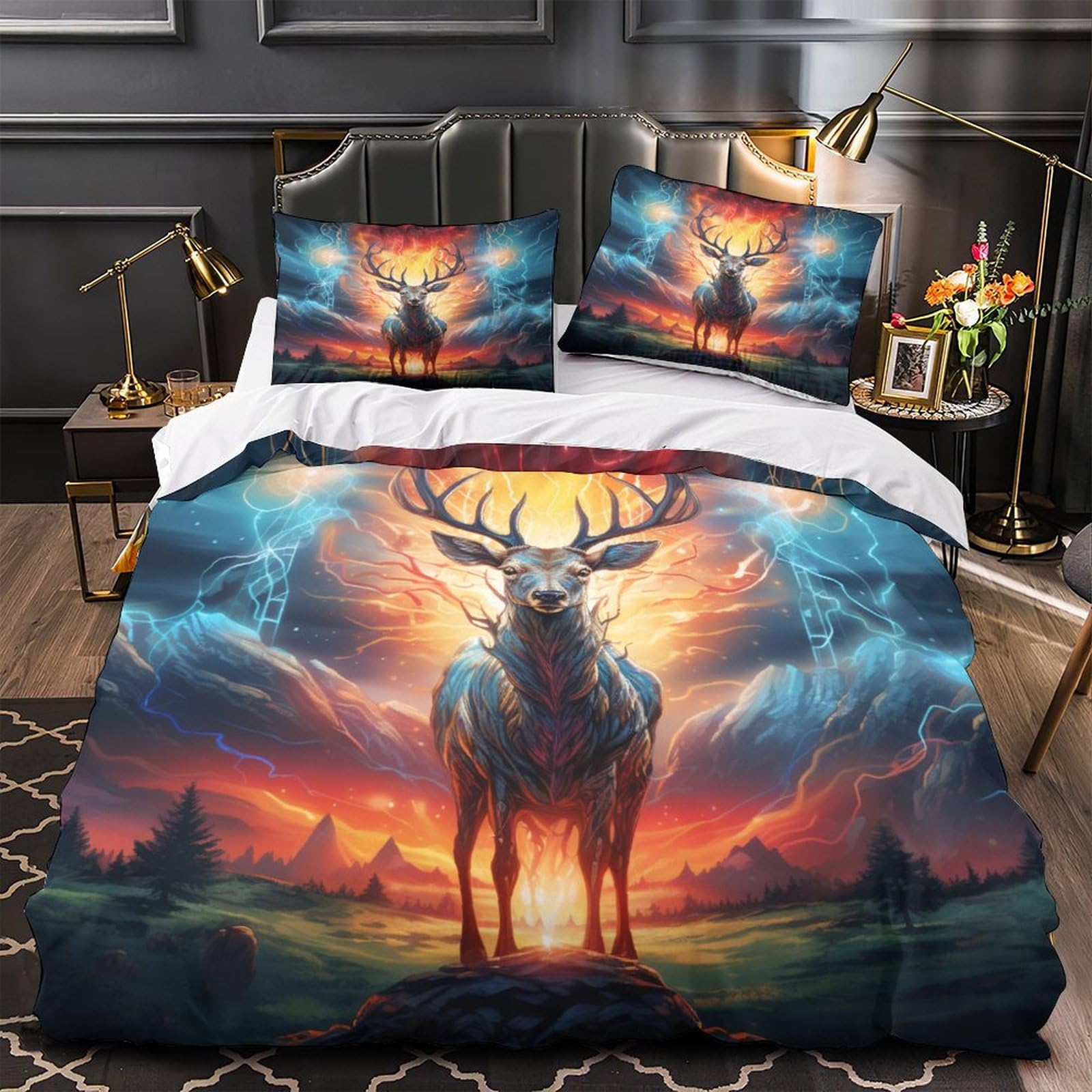 Stampato in 3D Pronipote tibetano Copertina Stampata Microfibra Disegnata Biancheria Da Letto Cura Facile Set 3 Pezzi,King（220x240cm）, Per Adolescenti E Adulti