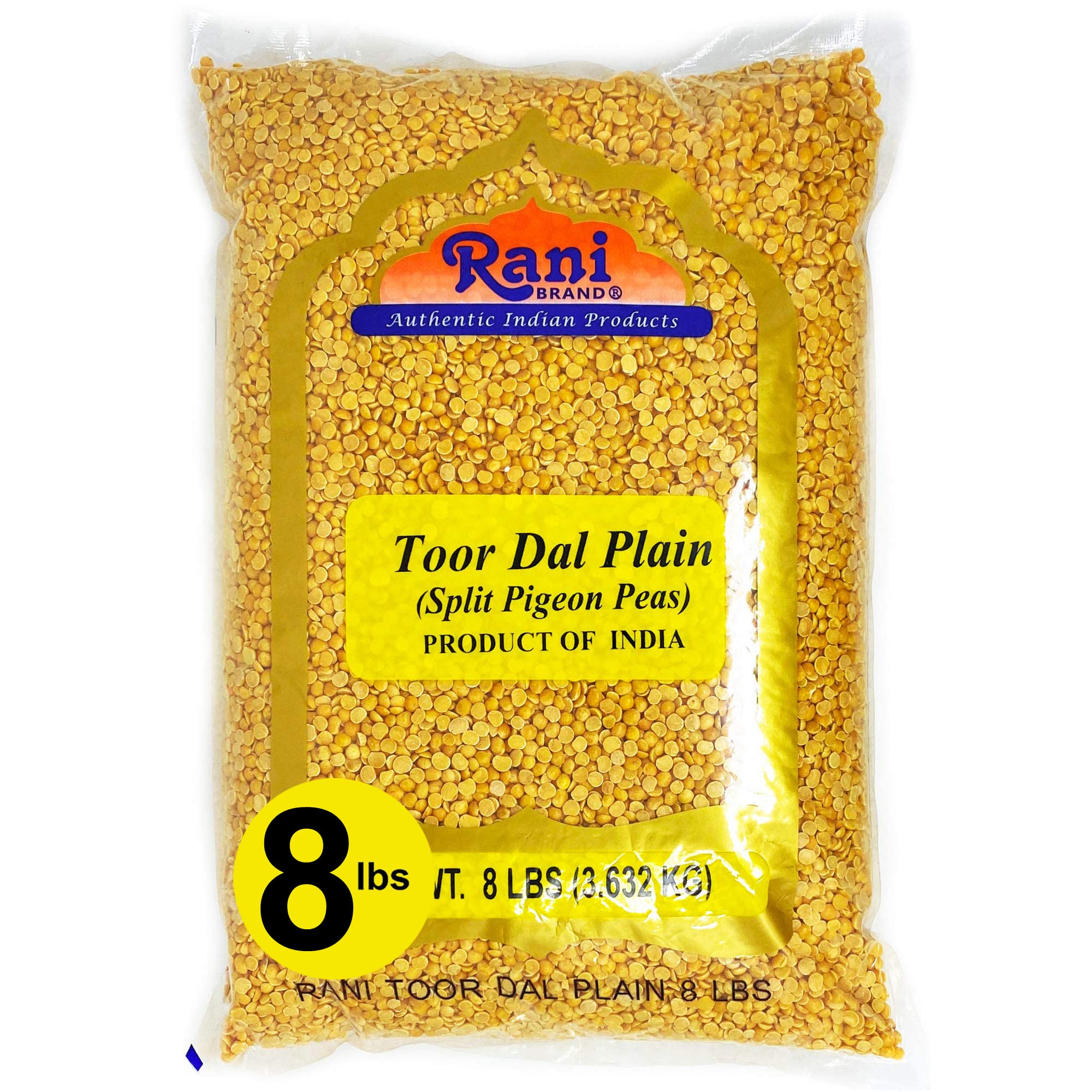 Rani Toor Dal (Split Pigeon Peas) 128oz (8lbs) 3.63kg Bulk All