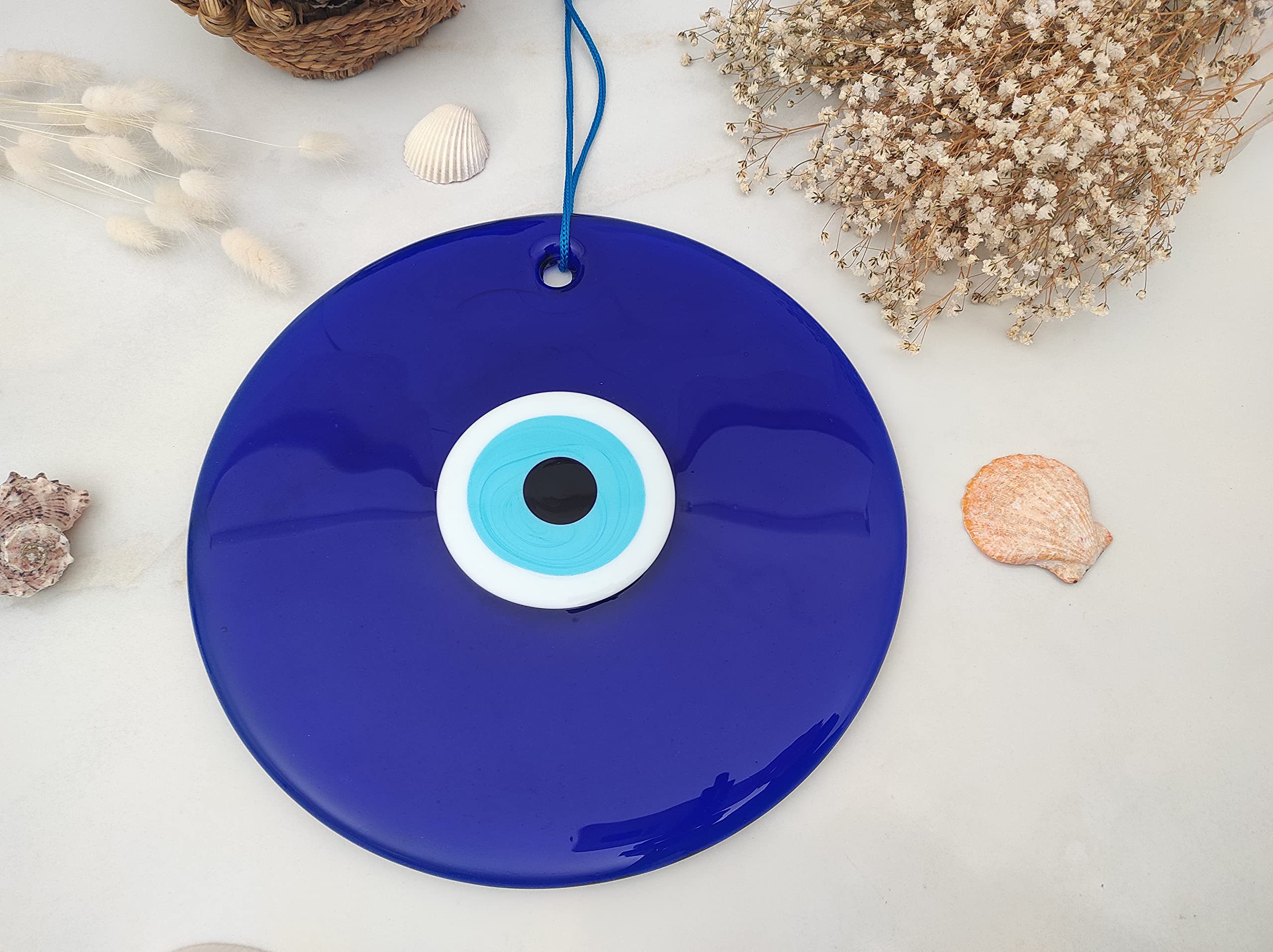 25,4 cm großes blaues böses Auge Wandbehang Ornament – Evil Eye Decor – türkisches handgefertigtes Nazar-Amulett – Heimschutz Charm – Evil Eye Wanddekoration Amulett in Einer Box