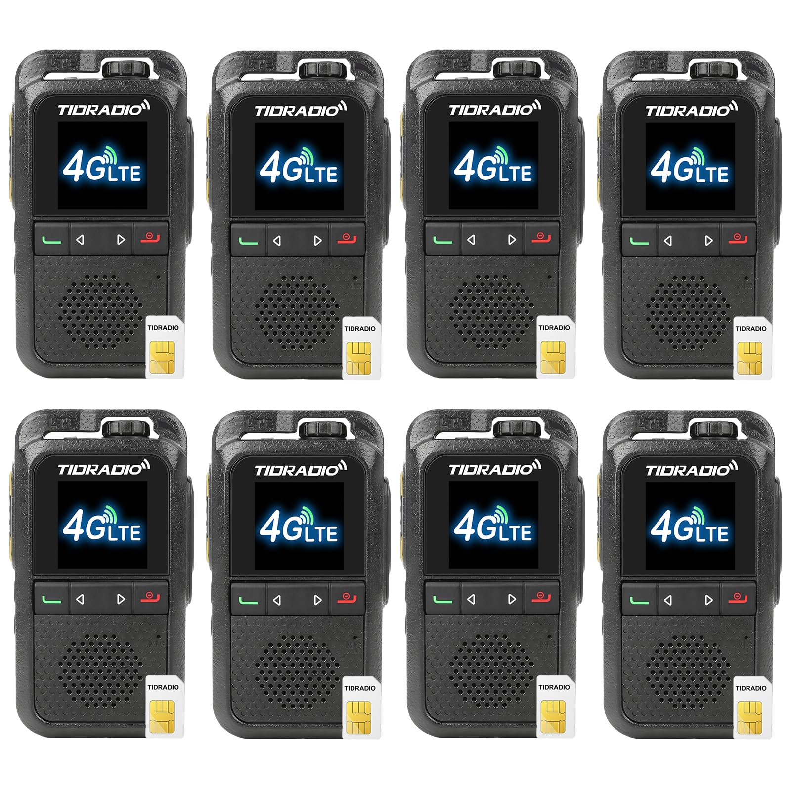 TIDRADIO TD-G100 Rapid Unlimited Range 4G LTE PoC Radios Long Range Walkie Talkies with SIM Cards, Nationwide PPT Two Way Radios, Global Walkie-Talkie for Family, Logistics,Construction site,8 Pack