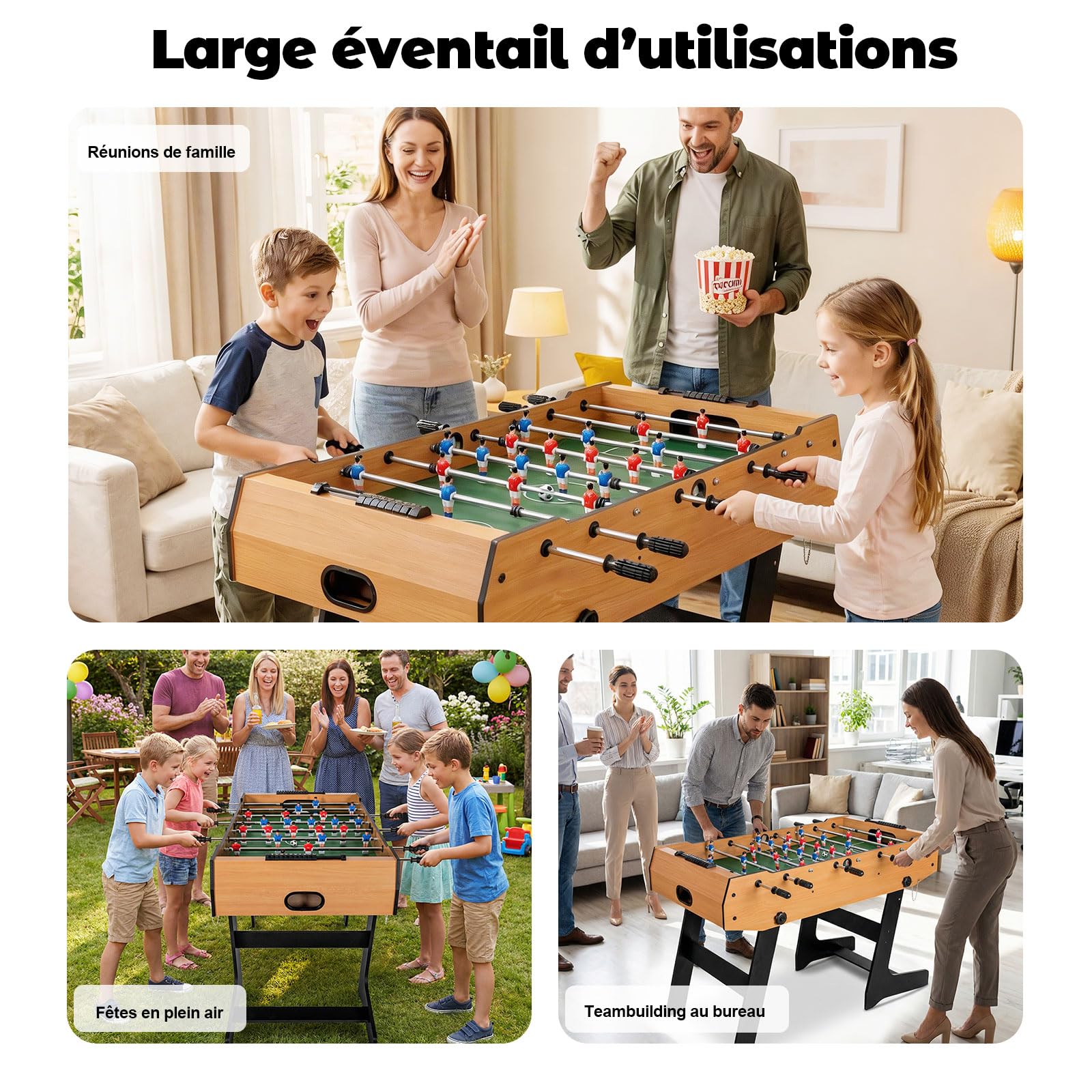 Table de babyfoot Pliable, Accessoires complets – pour Adultes, Enfants et Toute la Famille.