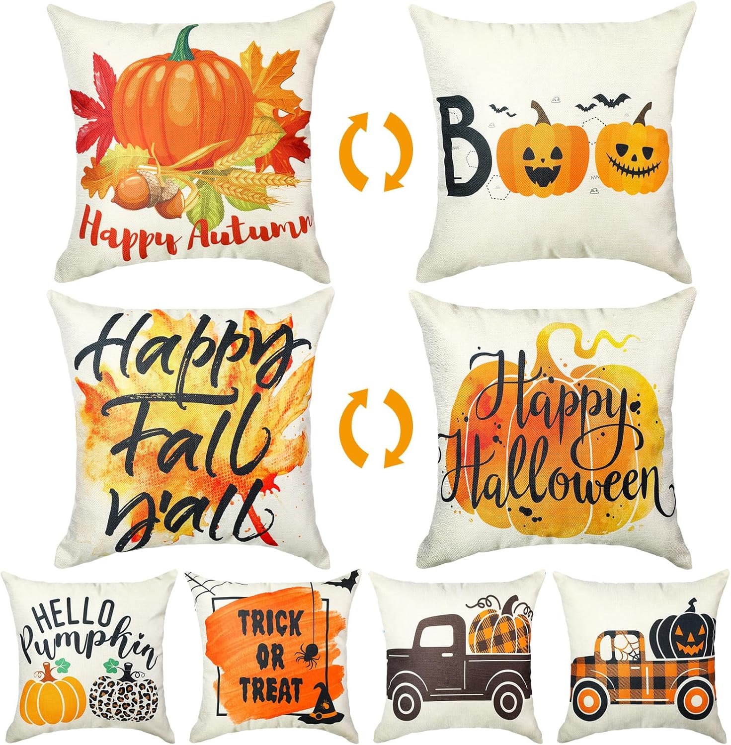 Ramede Fall Pillow Covers 18x18 Set of 4 Double Sided Fall