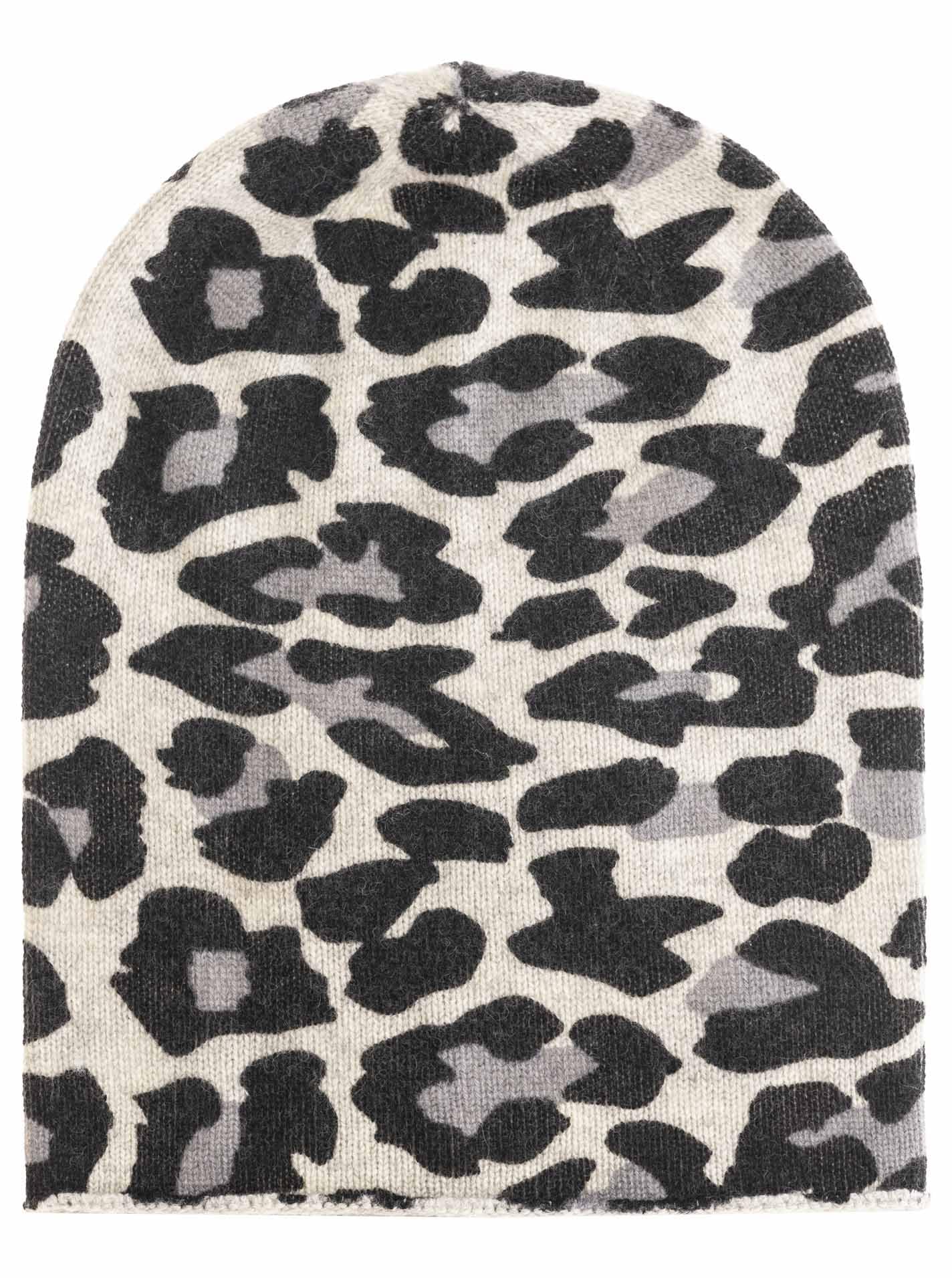 Zwillingsherz 100% Kaschmir Umschlag-Mütze mit Leo-Muster – Strickmütze – Hochwertige Wintermütze One Size – Weiche & warme Beanie für Damen – Premium Qualität für Herbst, Winter & Frühling