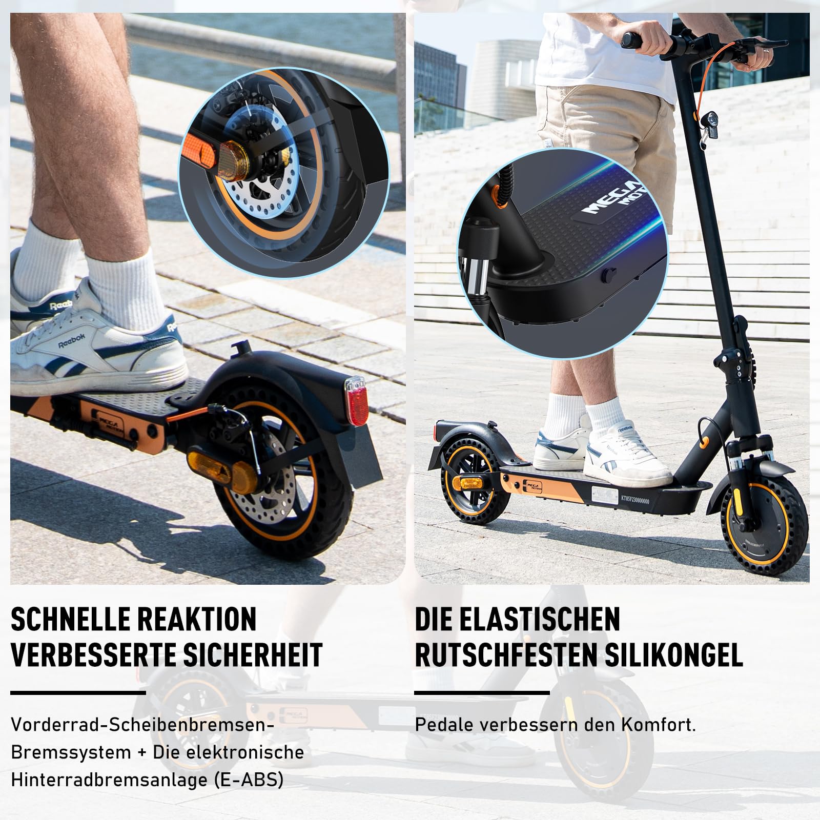 MEGA MOTION Trottinette électrique avec autorisation de circulation routière (ABE) - Pliable - Pour adulte - Portée de 35 km - Pneus de 8,5" - Moteur 400 W et double suspension - Sac de transport et