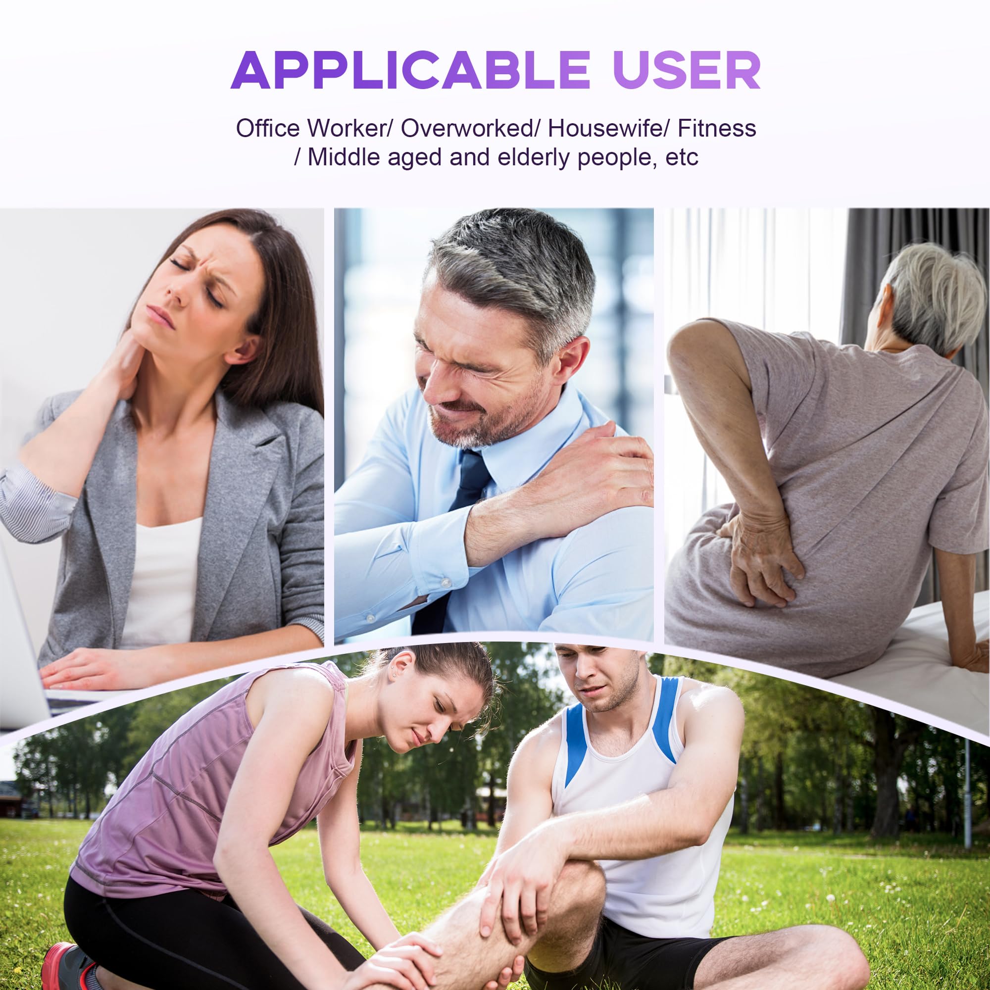 Belifu TENS Muscle Stimulator Unit for Pain Relief, Electronic Pulse Therapy Machine with 36 Mode 20 Intensities, Rechargeable & Portable – Neck, Back, Shoulder, Joint Pain Relief, Color Purple — Amazon image 3