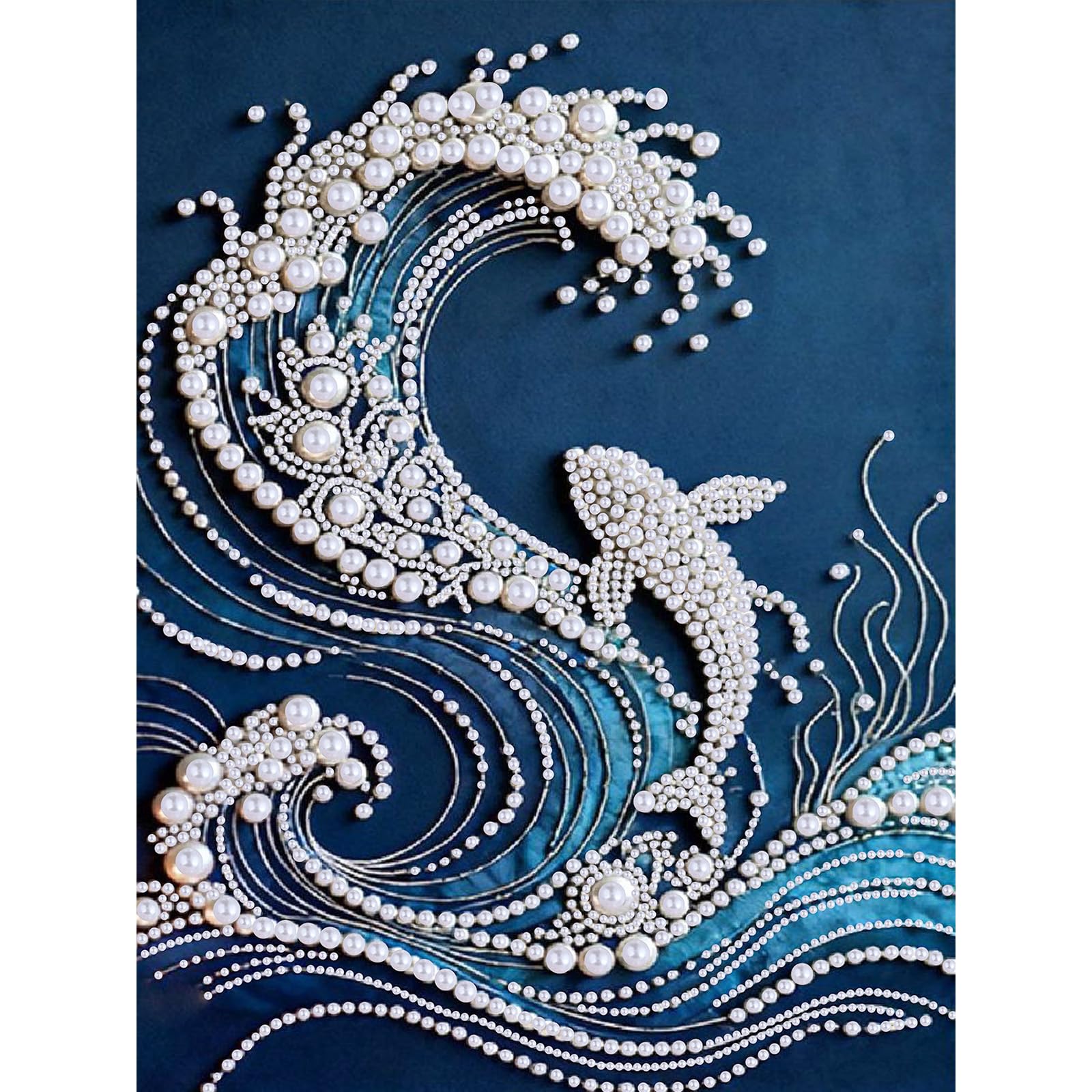 EOBROMD Diamond Art Pearl Painting Kits for Adults, Whale Diamond Painting, Ocean Wave 5D Pearl Painting Kits for Adults Beginner, Crystal Art for Home Wall Decoration Gift 12 ร 16 inch โ image 1