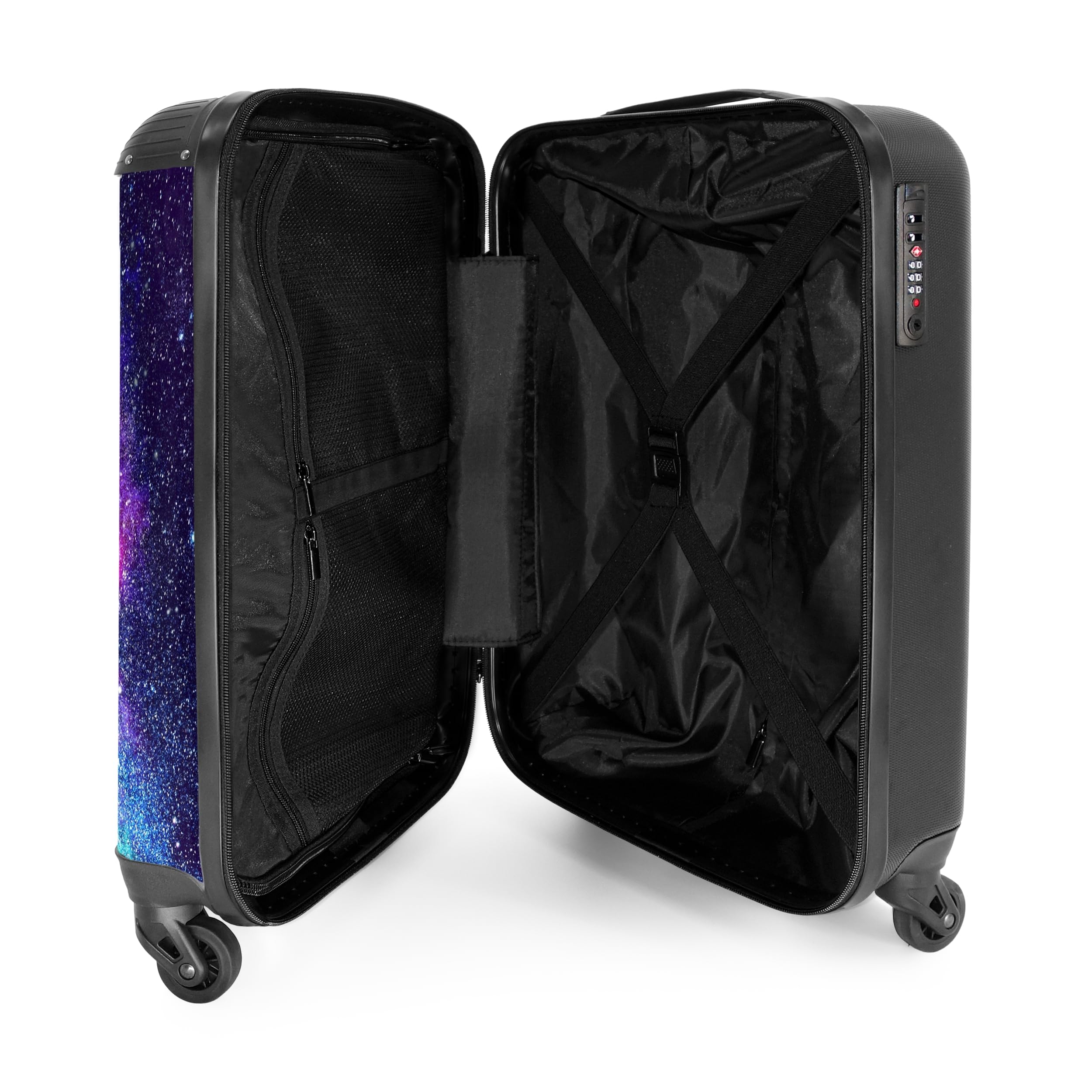 NoBoringSuitcases.com® Koffer Personalisiert, Kabinenkoffer 10kg - 55x40x20cm Handgepäck Trolley, Koffer Kinder - Kinder Trolley - Galaxie - Leicht - Koffer mit Namen