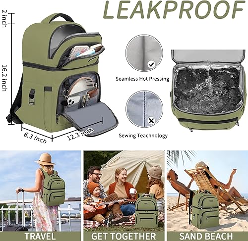 Miniatura 6 de Mochila Refrigeradora, Mochila Refrigeradora Aislada a Prueba de Fugas de Doble Compartimento Bolsa Refrigeradora para Hombres y Mujeres Mochila de