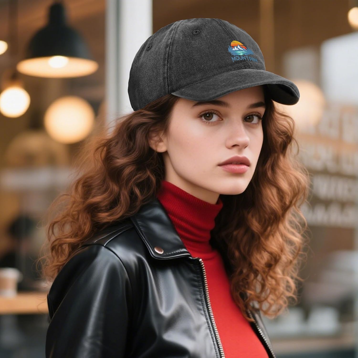 Printed Baseball Cap Adjustable Vintage Washed Distressed Denim Trucker Hat for Women Men - Image 5