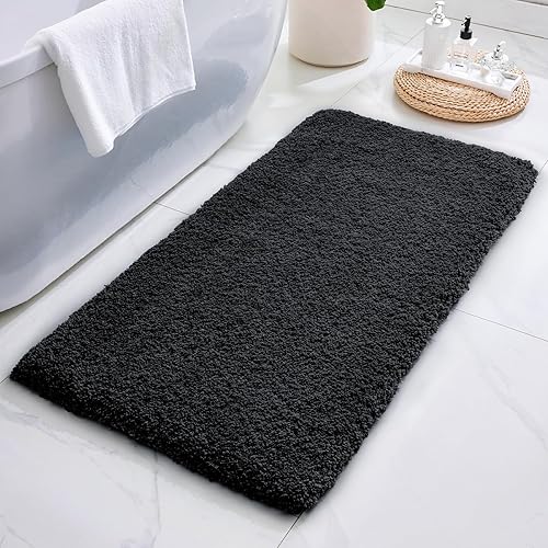 Miniatura 21 de ILANGO Alfombra de baño rosa de 48 x 24 pulgadas, antideslizante y súper absorbente, extra gruesa, suave, lavable para el suelo, alfombra de baño