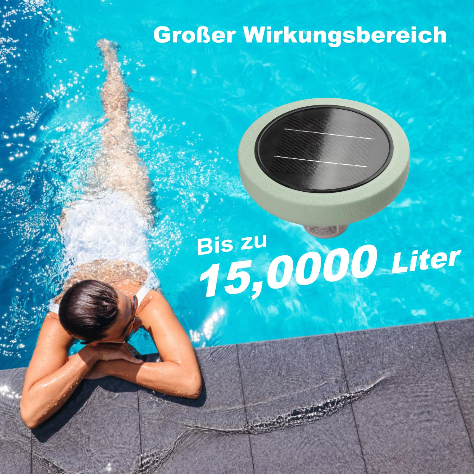 Solar Pool Ionisator Für Oberflächen- Und Einbautbecken, Schwimmender Kupfer Pool Reiniger, Bis Zu 150.000 Liter, Wasserreiniger Für Pools Und Spas (Grün)