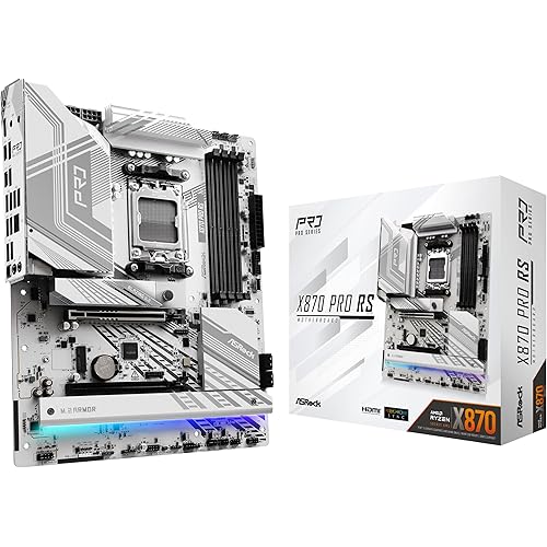 ASRock X870 Pro RS AMD Ryzen Socket AM5 ATX Motherboard DDR5 DIMMs 8000 MHz 256 GB PCIe Gen5 SATA3 6.0 Gb/s