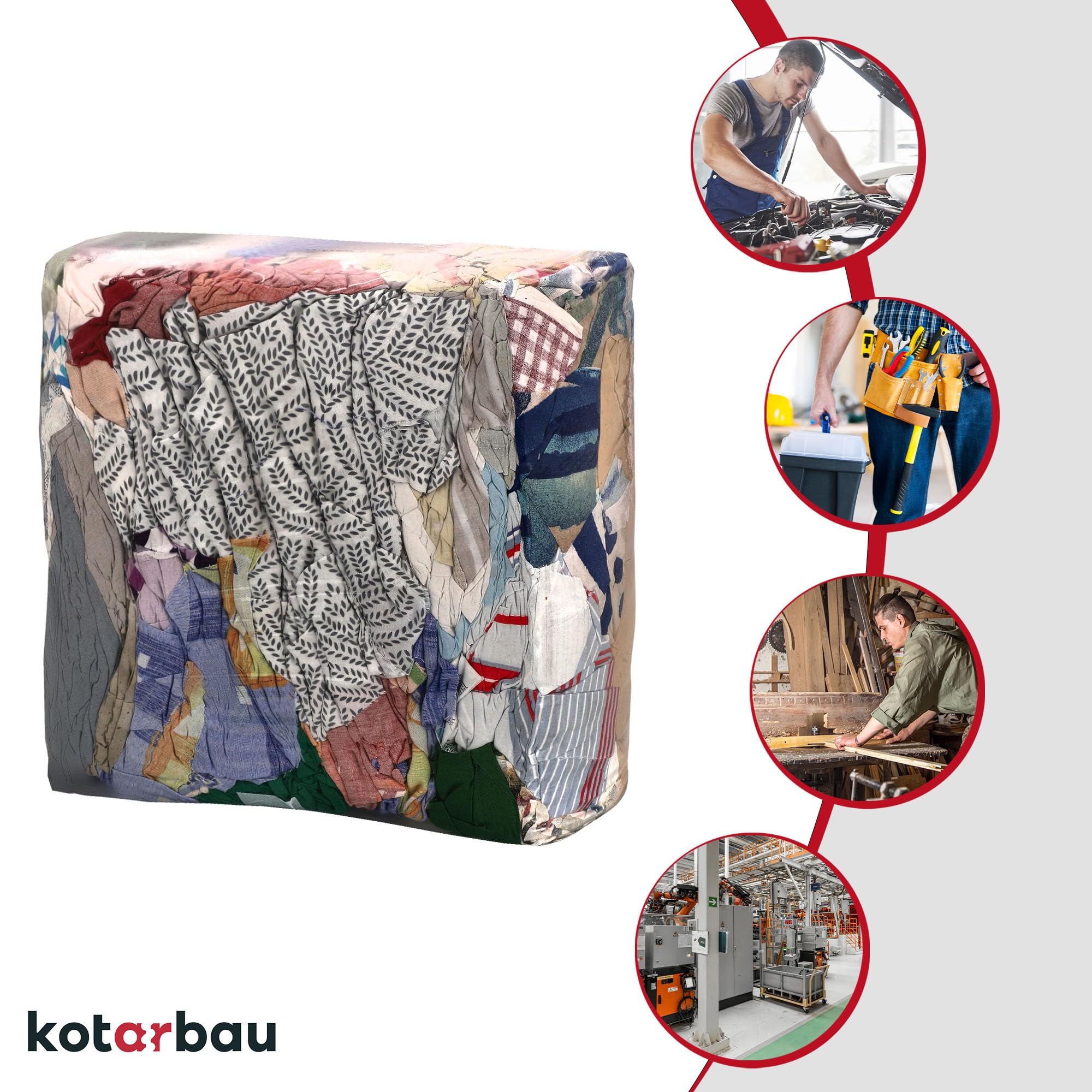KOTARBAU® Reinigingsdoeken, 10 kg, katoen, poetsdoeken, autopoetsdoeken, industriële poetsdoeken, werkplaats, doeken, vaatdoeken, keukendoeken, haarddoeken, autoverzorgingsset