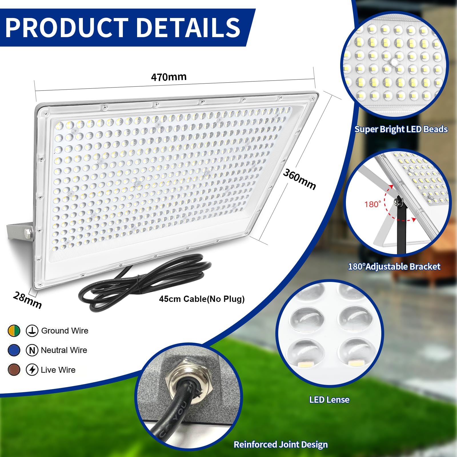 LED Strahler Außen,400W LED Scheinwerfer Innen,Kaltweiß 6500K 588 LEDs Flutlicht Werkstattlampe,IP65 Wasserdicht Wandleuchte Draußen Fluter,40000LM Baustrahler für Garten,Keller,Terrassen
