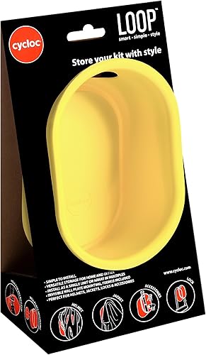 Cycloc Loop - Elegante casco de montaje en pared y almacenamiento de accesorios, color amarillo