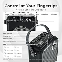 Vista 6 de Amplificador de voz con 2 micrófonos inalámbricos, altavoz Bluetooth portátil de 70 W con micrófono, sistema de altavoces PA pequeño, máquina