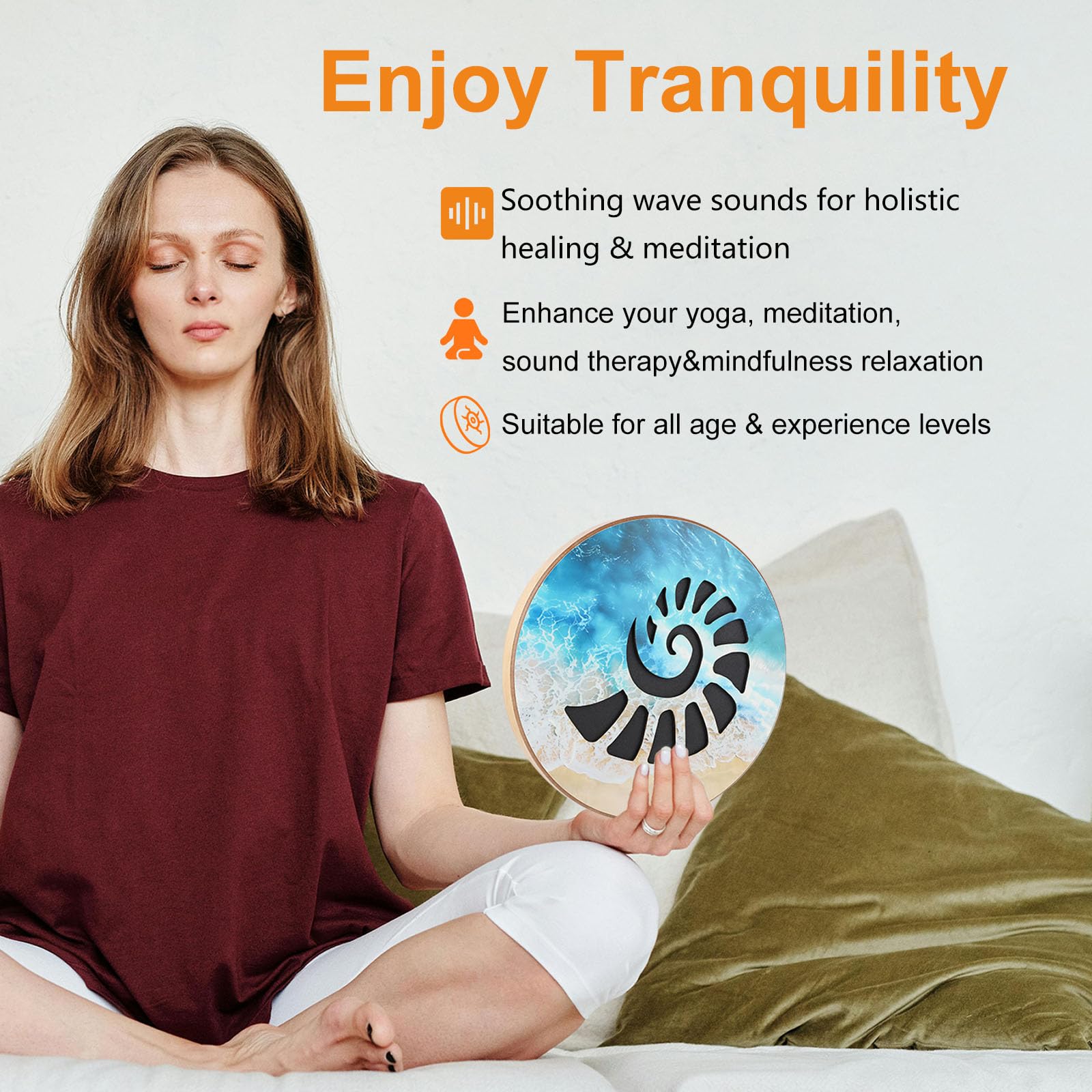 Tambour à vagues de l'océan de 18 cm – Instrument de guérison sonore pour yoga, méditation, pleine conscience et bain sonore | Outil de sommeil et de soulagement du stress