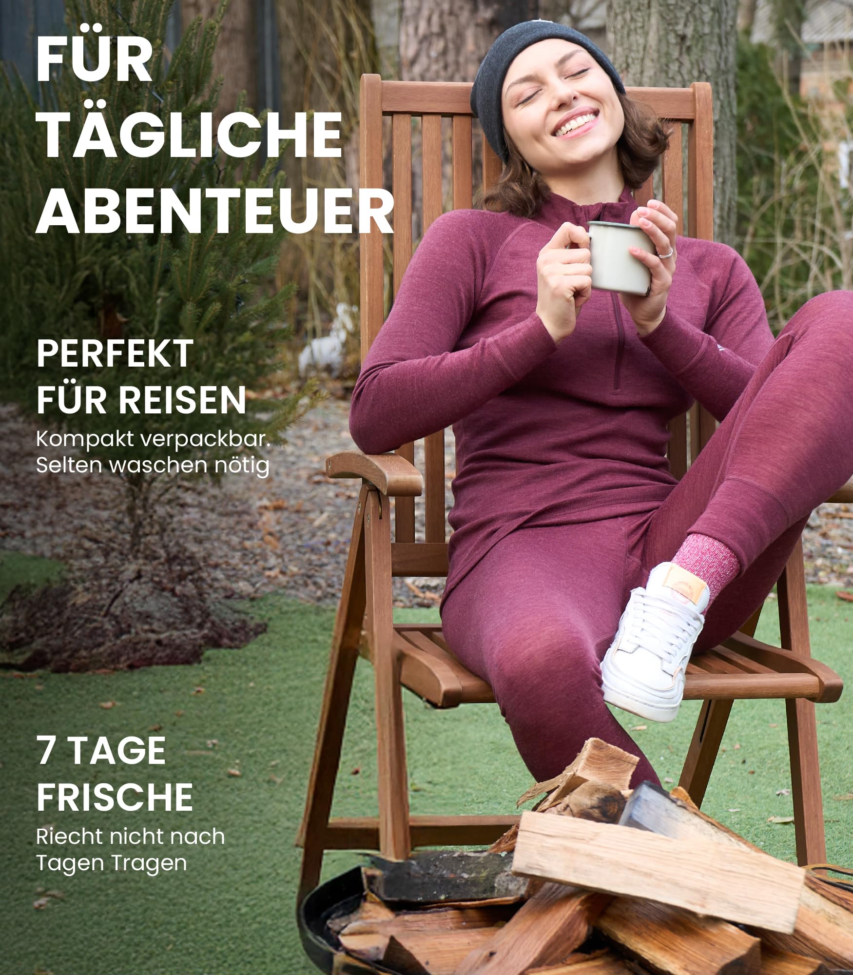 Merino.tech 100% Merino Half Zip Pullover Damen, Merino Unterwäsche Damen Langarm Shirt fürs Wandern, Training, Fitness