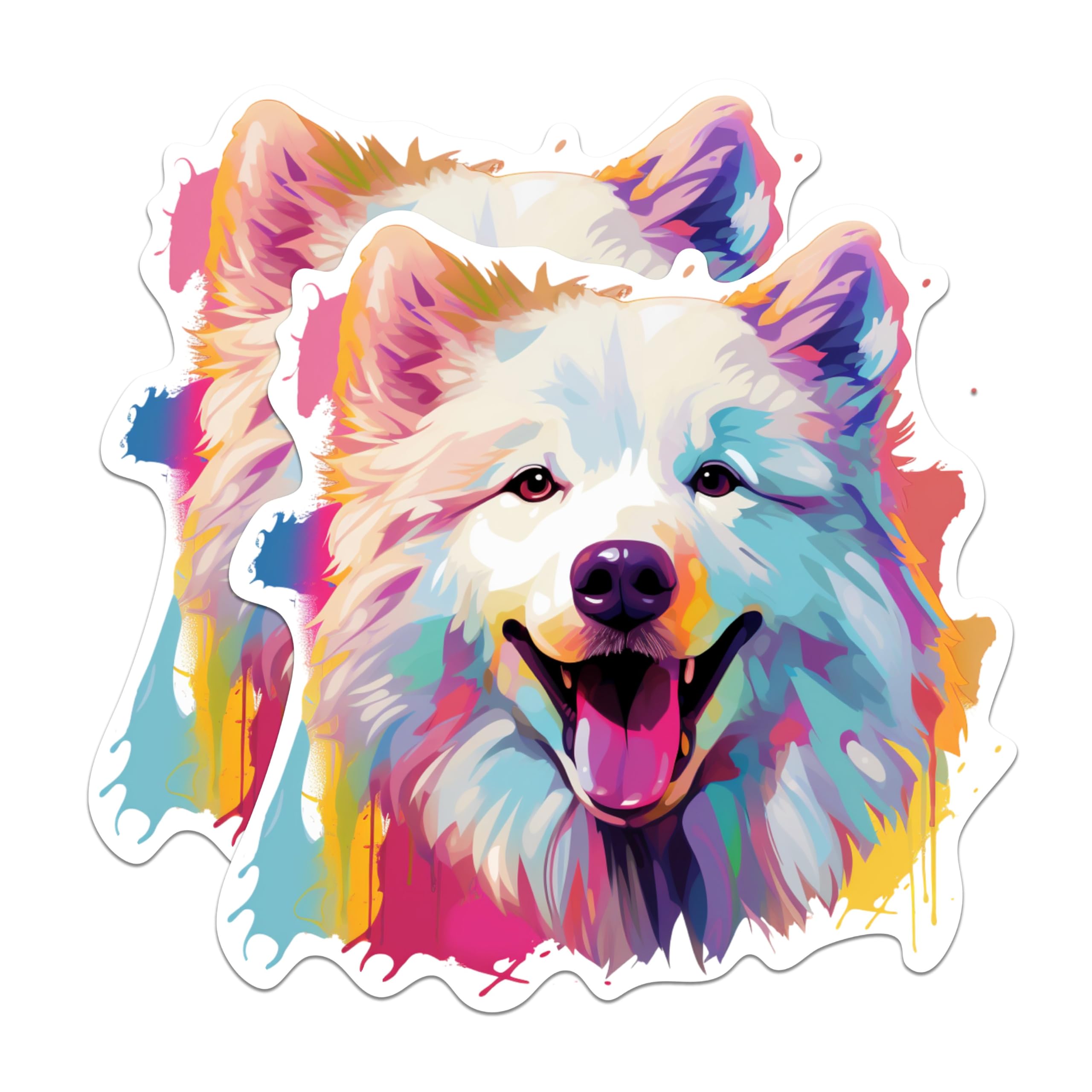 (2 Pack) Samoyed Dog Breed Stickers - 5 Inches On Longest Side - Choose from Over 100 Dog Breeds - for Cars, Trucks, Skateboards, Laptops - Made in USA - BMCS1939