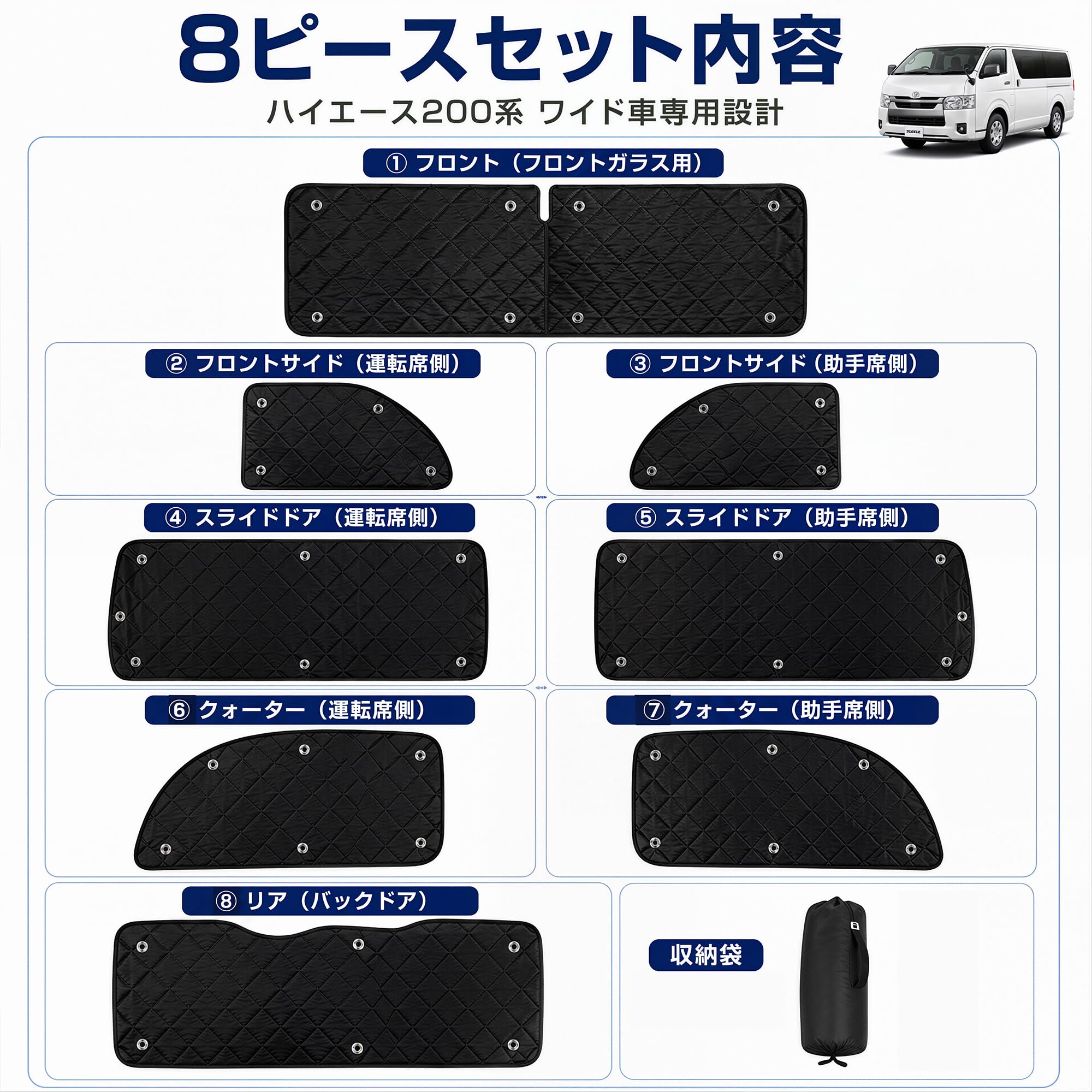 Amazon.co.jp: [WADAKIYAMA] ハイエース200系 ワイド 1-8型 車用