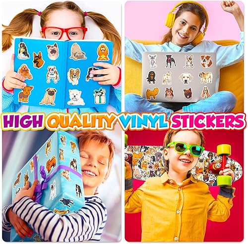 Miniatura 7 de Calcomanías divertidas para perros, 50 unidades, vinilo impermeable, acuarela, paquete de calcomanías de viaje para botella de agua, portátil,