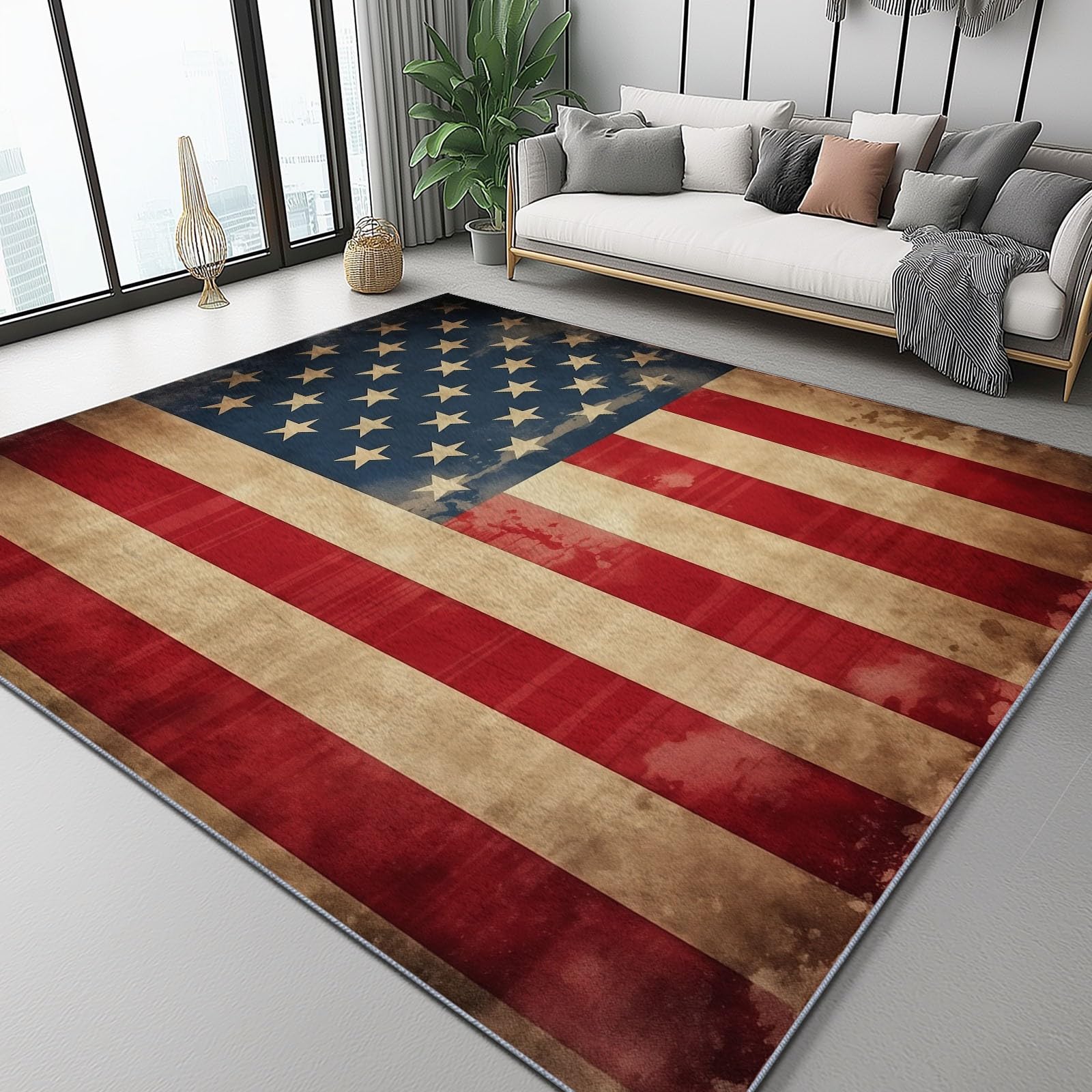 Tapis rectangle pour chambre shabby chic de 140x200 cm lavable