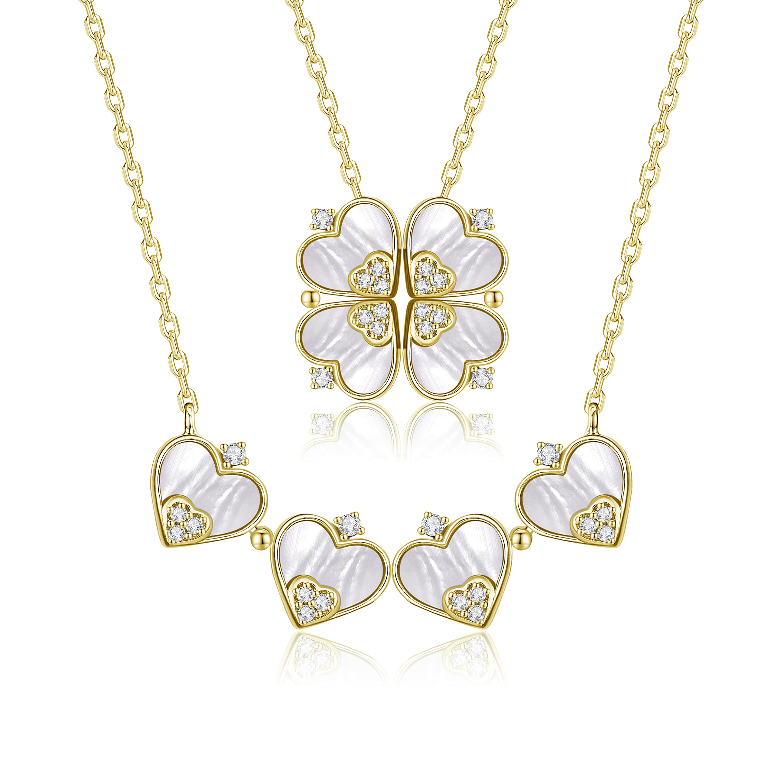 Naszyjnik damski Clover Heart Pendant 925 Sterling Silver Biżuteria damska Oryginalne pomysły na prezent dla niej, Dzień Matki Urodziny Rocznica Boże Narodzenie Pomysł na prezent Walentynki