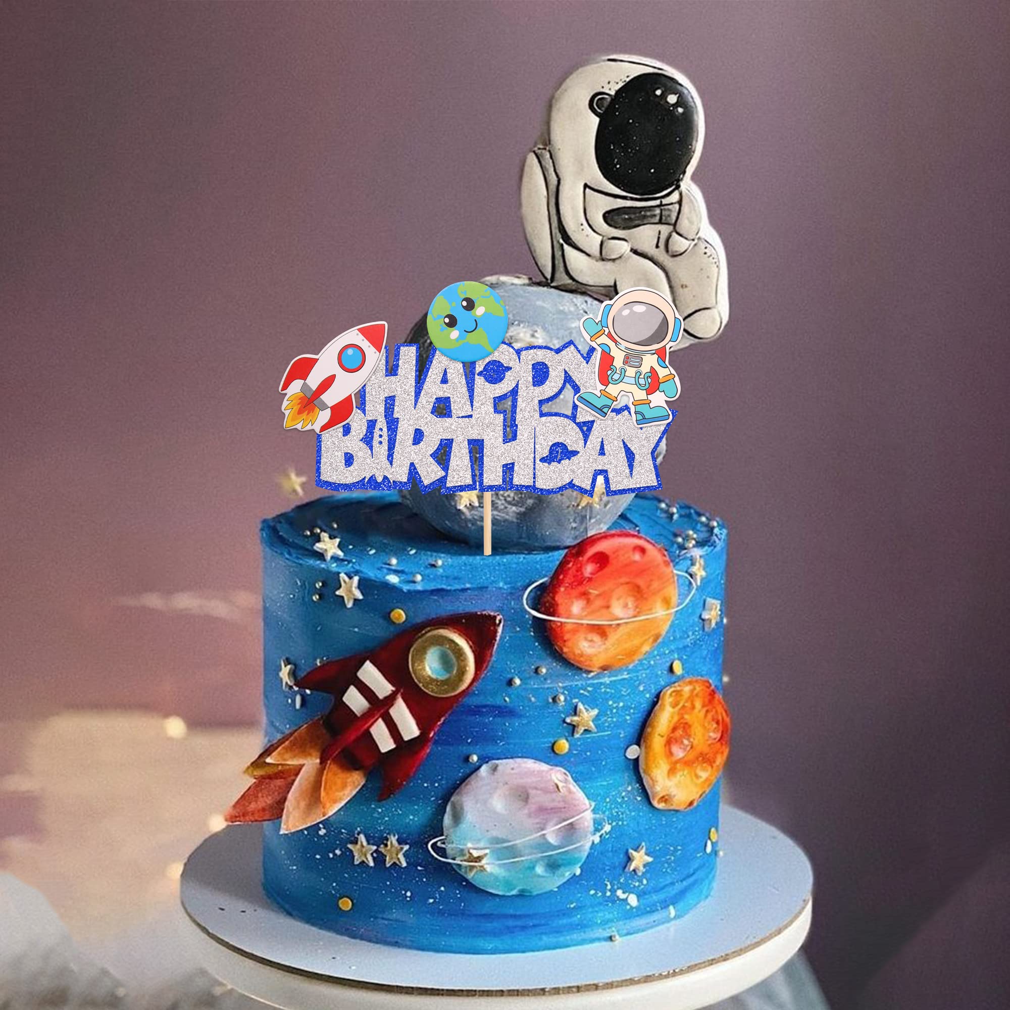 Alien Baby Cake Topper - Space Theme Birthday Decoration For Boys & Girls, 6.3x6 Inch, Pre-Assembled, Food Safe Cardboard - View #3