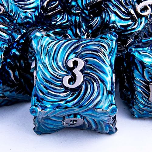 Joylord Juego de dados de metal para Dungeons and Dragons Vortex Design D&D, dados poliédricos hechos a mano RPG D y D, juegos de rol D20 D12 D10 D8
