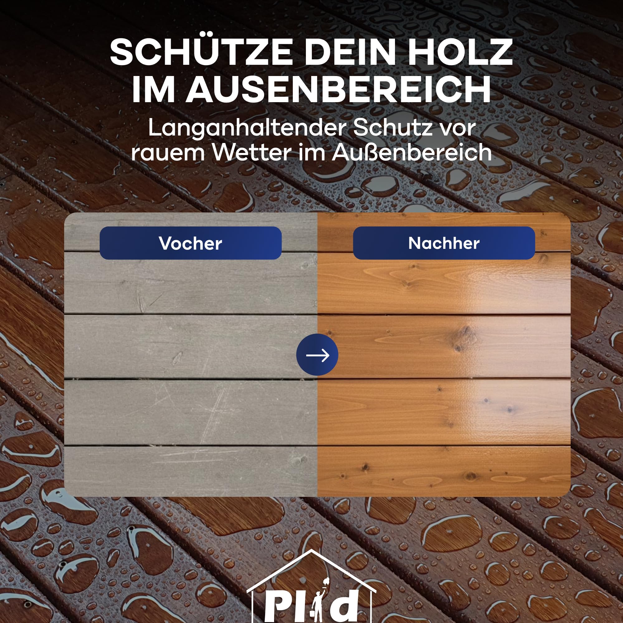 plid® Olio protettivo per legno Douglasia 5L - Resistente alle intemperie - Per interni ed esterni - Mobili da giardino - Cura del legno - Vernice protettiva - Olio per teak