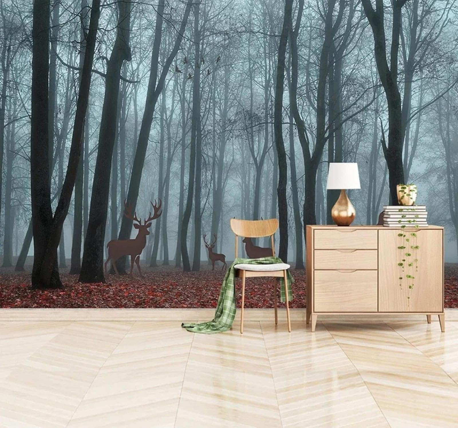 XLMING Creative Three Dimensional Forest Elk Art 3D Wallpaper Luxury Home Dining Decor Paste Sofa Living Room The Wall for Bedroom Mural-250cm×170cm